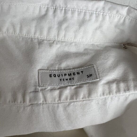 Equipment Shirt S Womens White Paris Eiffel Tower Button Front Leema Embroidered - Picture 5 of 7